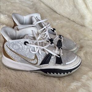 Nike White and Gold Athletic Sneakers